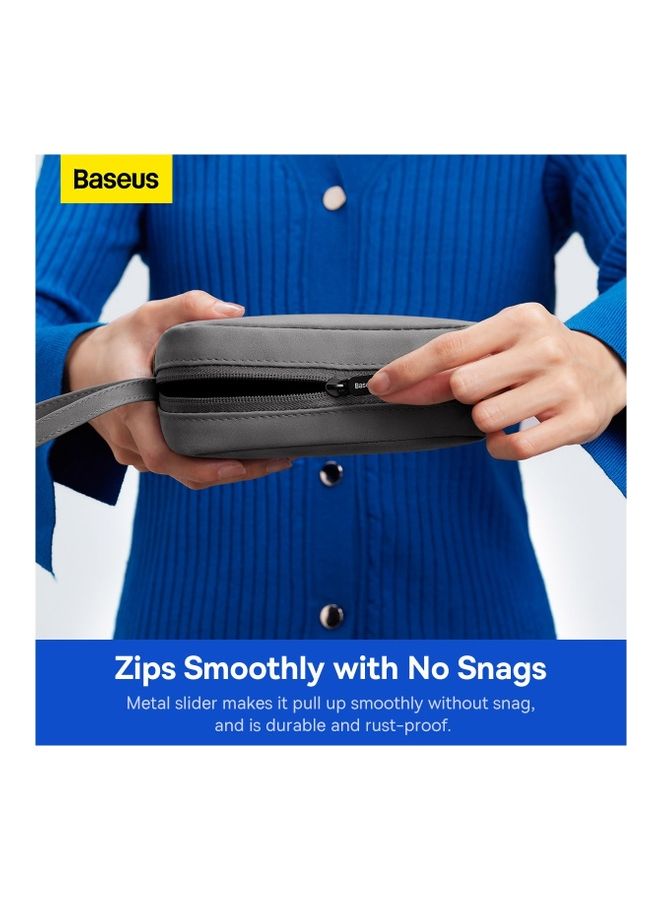 Baseus - Easy Journey Travel Organizer Storage Bag Compatible For Charger Charging Cables Flash Drive Earphone And More Grey - Image 1
