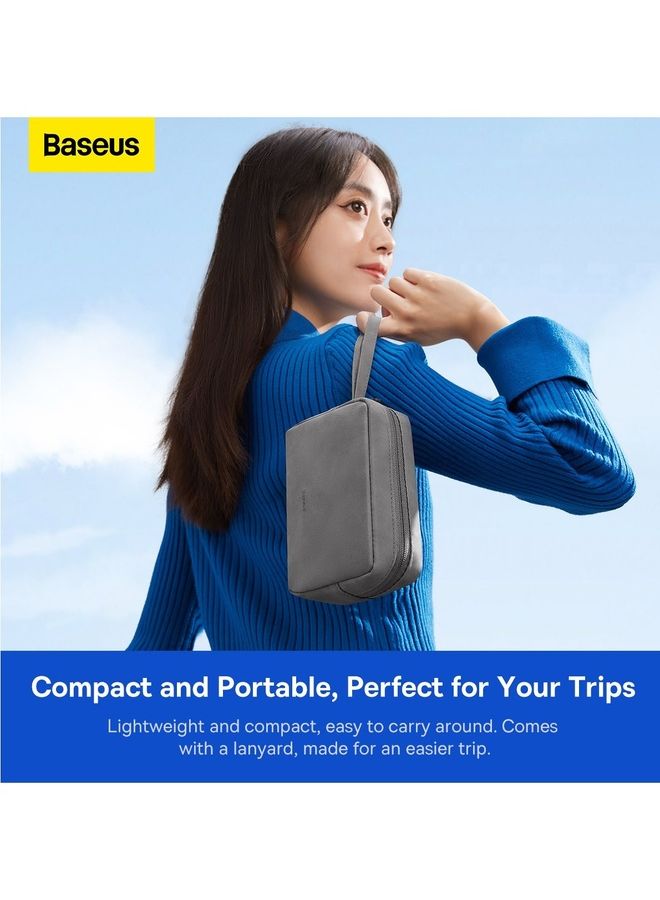 Baseus - Easy Journey Travel Organizer Storage Bag Compatible For Charger Charging Cables Flash Drive Earphone And More Grey - Image 1