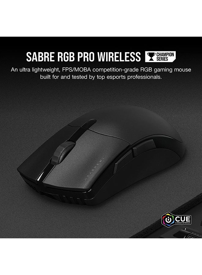 كورسير سلسلة شامبيون اللاسلكية من كورسير سيبر ار جي بي برو، ماوس ألعاب لاسلكي FPS/MOBA خفيف الوزن للغاية، أسود - Image 2