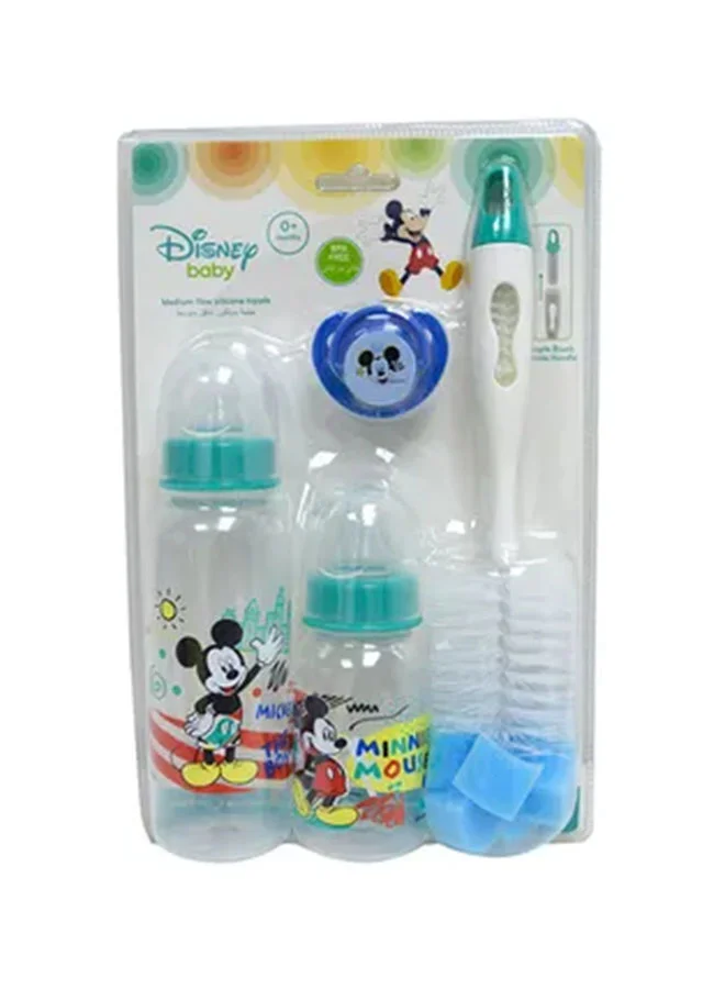 Disney Pack Of 4 Mickey Mouse Printed Feeding Bottle With Pacifier And Washer Set