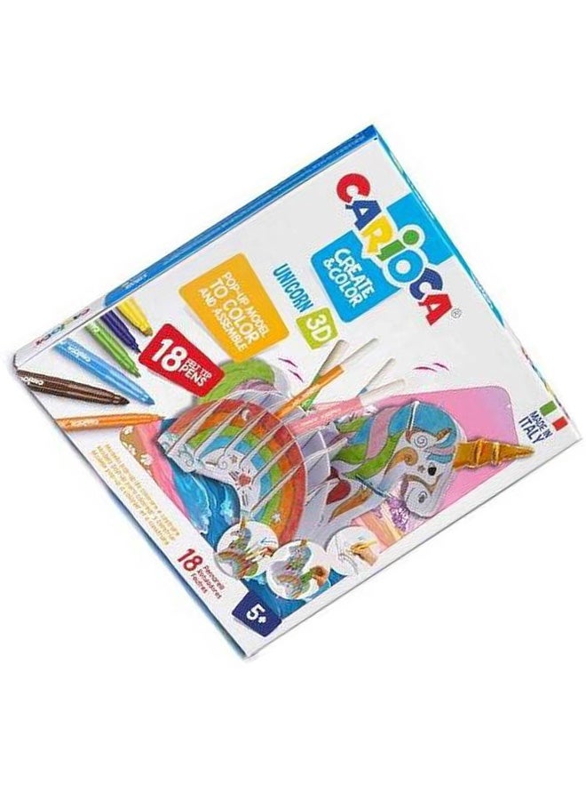 carioca Create And Color Unicorn 3D With 18 Felt Tip Prns Multicolour - Image 2