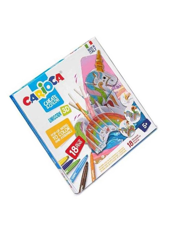 carioca Create And Color Unicorn 3D With 18 Felt Tip Prns Multicolour - Image 3