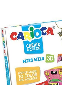 carioca Create & Color 3D Puzzle Miss Wild Popup Model And Color 10 Coloring Felt Double Tip Pens Markers For 4 Years Kids Multicolour  - Image 4
