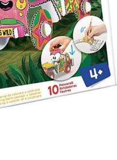 carioca Create & Color 3D Puzzle Miss Wild Popup Model And Color 10 Coloring Felt Double Tip Pens Markers For 4 Years Kids Multicolour  - Image 5