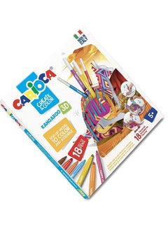 carioca Create & Color 3D Puzzle Kangaroo Popup Model And Color 18 Coloring Felt Tip Pens Markers For Kids Multicolour  - Image 3