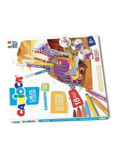 carioca Create & Color 3D Puzzle Kangaroo Popup Model And Color 18 Coloring Felt Tip Pens Markers For Kids Multicolour  - Image 4