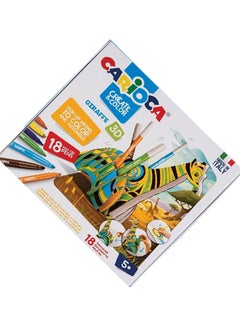 carioca Create & Color 3D Puzzle Giraffe Popup Model And Color 18 Coloring Felt Tip Pens Markers For Kids Multicolour  - Image 2