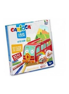 carioca Create & Color 3D Puzzle Miss Wild Popup Model And Color 10 Coloring Felt Double Tip Pens Markers For 4 Years Kids Multicolour  - Image 1