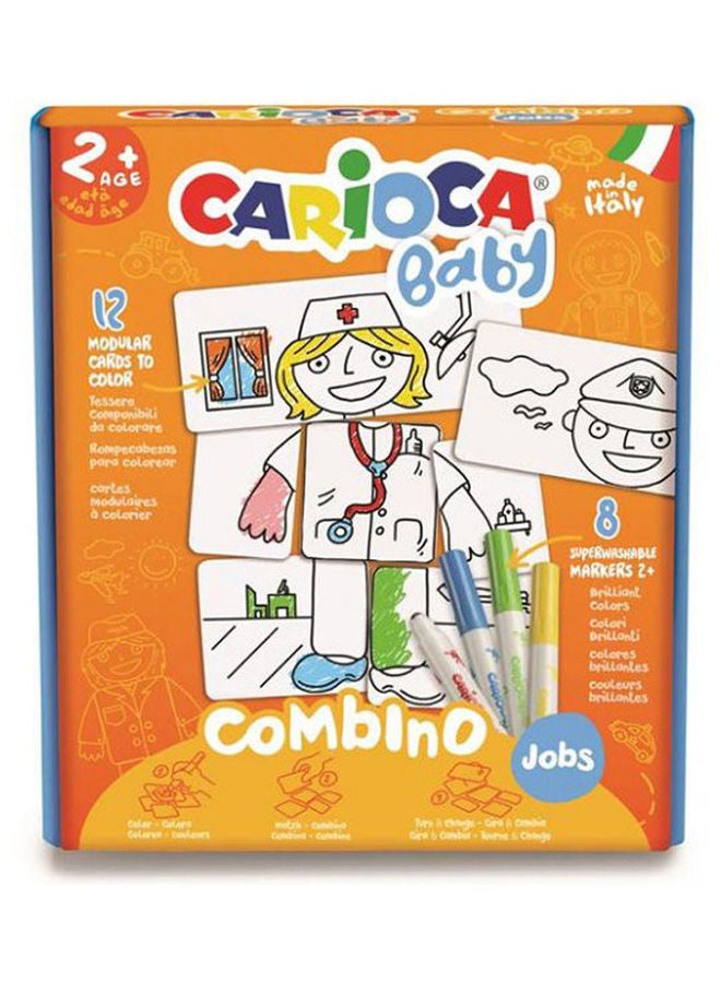 Cross Combino Simplified Puzzle For Children From 24 Months With 8 Superwashable Markers-Jobs Multicolour - Image 1