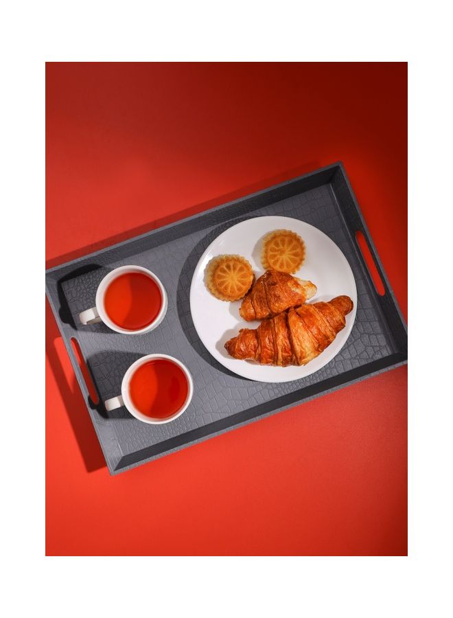 Royalford Rectangular Leather Design Serving Tray Breakfast Cereal Dessert Serving Tray Ideal for Home & Restaurant Elegant & Beautiful Sleek Design Easy to Clean Assorted Colors 44x29x4.5cm  - Image 2
