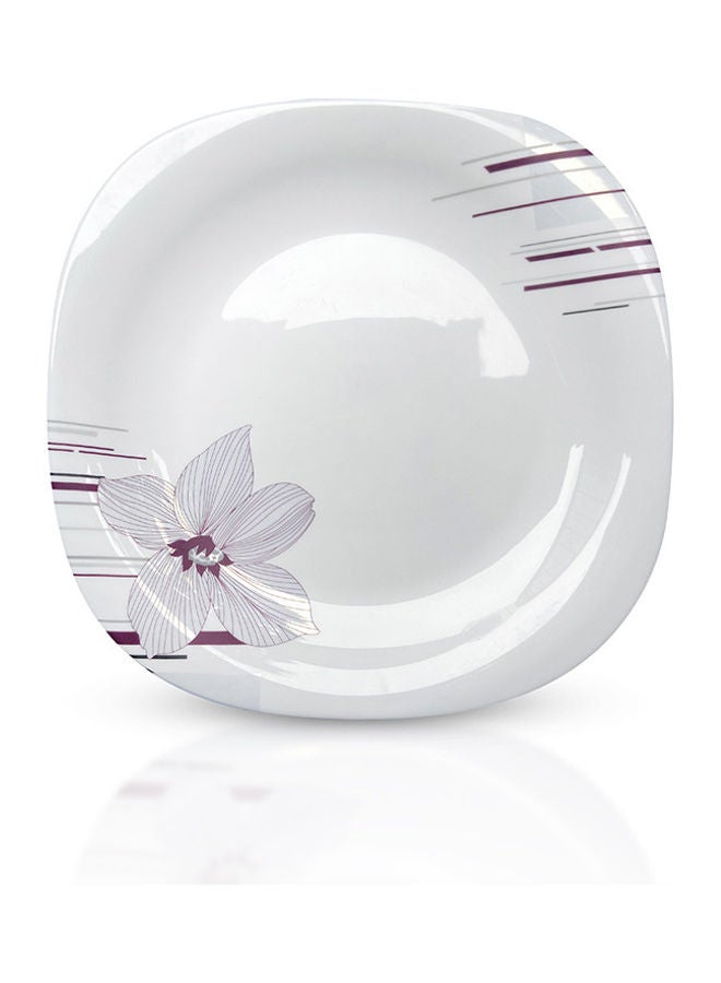 Royalford Opalware Dessert PlateRF112408.5"White Plate with Elegant Floral Print Non-Toxic and Hygenic Food-Grade Material Dishwasher and Freezer Safe Serveware Dinnerware One Piece White 8.5inch 