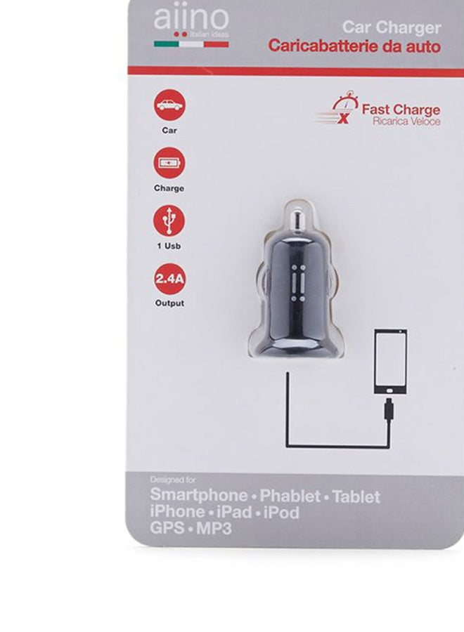 آينو شاحن سيارة 2.4 أمبير بمنفذ USB واحد أسود - Image 2