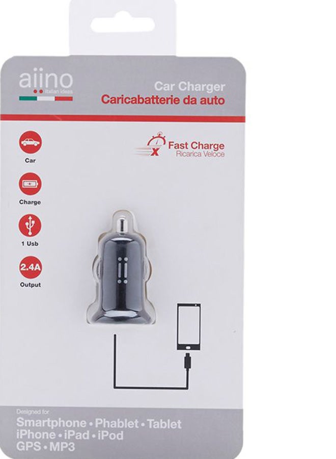 آينو شاحن سيارة 2.4 أمبير بمنفذ USB واحد أسود - Image 4