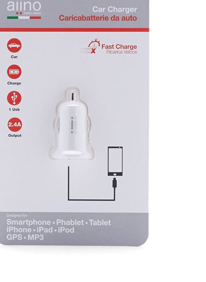 آينو شاحن سيارة 2.4 أمبير بمنفذ USB واحد أبيض - Image 4