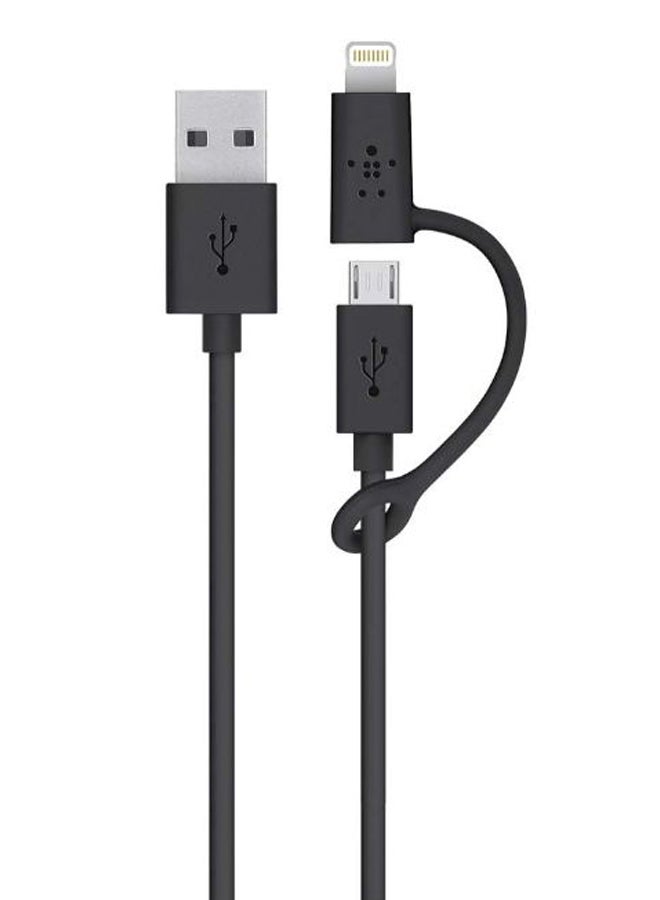 Micro Sub Cable With USB Connector Adapter Black/Silver