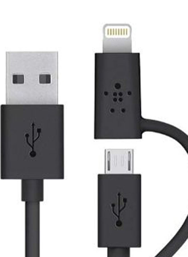 Micro Sub Cable With USB Connector Adapter Black/Silver