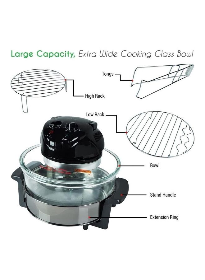 DESSINI - Flavor Wave Turbo Halogen Oven Includes Glass Bowl Broil Rack And Toasting Rack 220-240 V/50Hz 1400 W HG-F11 Black - Image 1