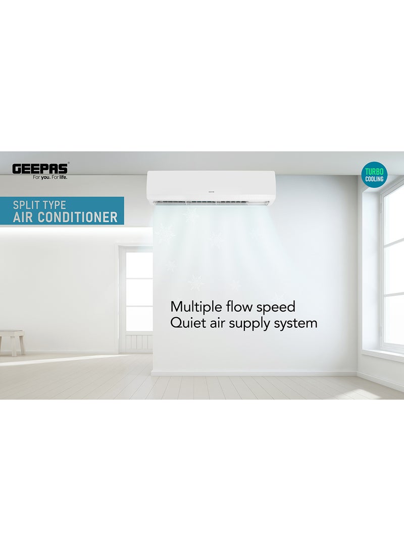 GEEPAS - Split Type Air Conditioner - Ergonomic Design with Led Display | Multiple Speed, Turbo Cooling & Auto Restart | Washable Filter | 18000 BTU | Remote Included 1.5 TON AIR CONDITIONER White - Image 1