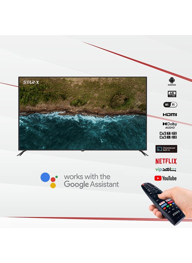 تلفزيون LED ذكي بدقة 4K UHD مقاس 50 بوصة، نظام أندرويد رسمي مع مساعد جوجل، صوت دولبي، جهاز استقبال مدمج