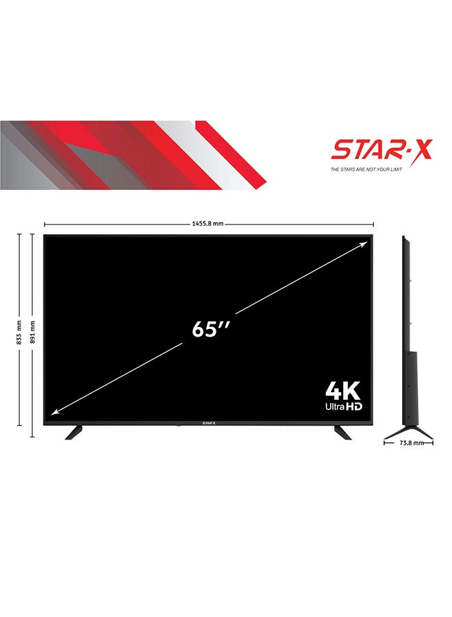 Star X - 65 Inch 4K UHD Smart LED TV, Dolby Audio, Built In Receiver 65UH640V Black - Image 1