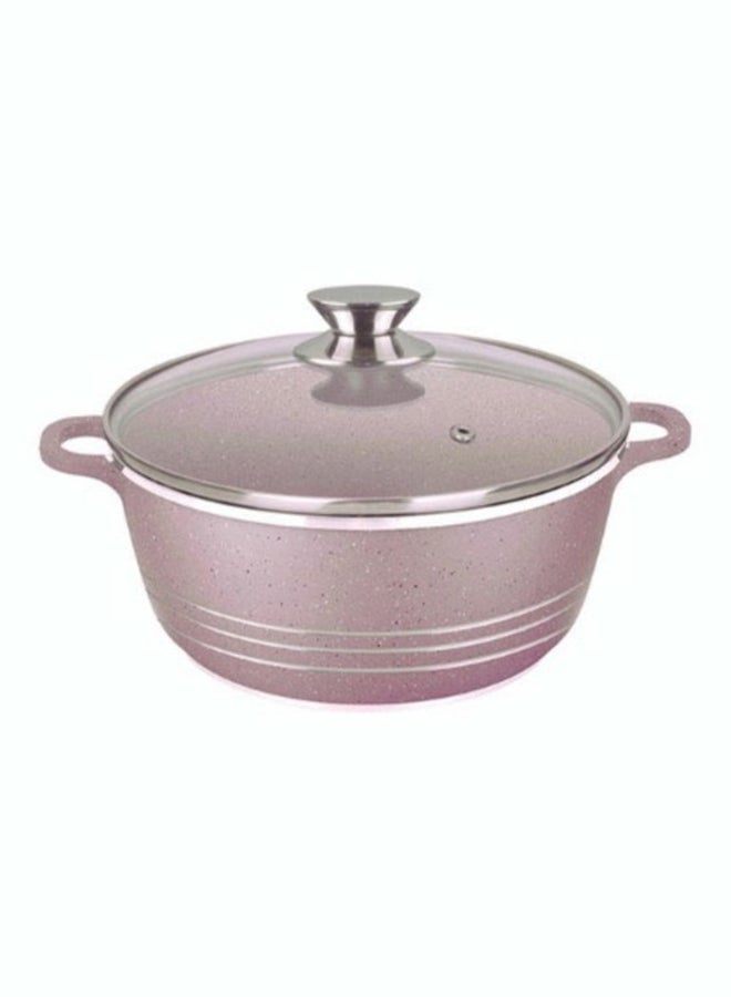 DESSINI Versatile Efficient Non-Stick  Casserole Pot Bowl Deep Fry Pan Cookware Tool Purple/Clear/Silver 32cm