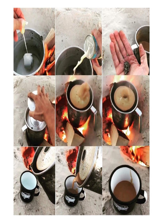 Ayda Arabic Coffee Karak Chai Fountain Gas Top Camping Kettle, 3 Liter Silver/Black  - Image 2