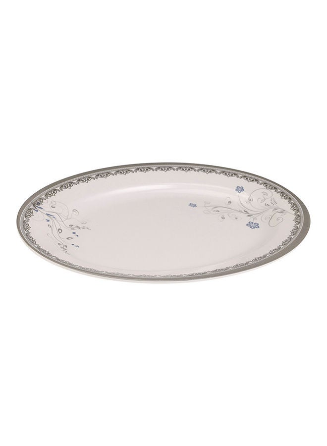 Royalford 12" Oval Rice Plate - Silver Oak WHITE 12inch  - Image 1