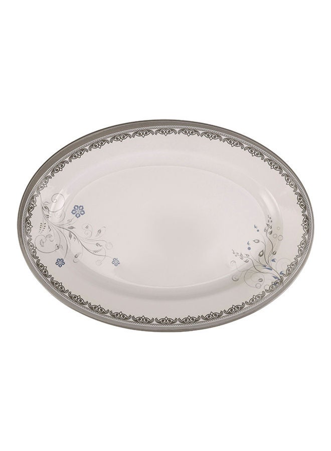 Royalford 12" Oval Rice Plate - Silver Oak WHITE 12inch  - Image 4