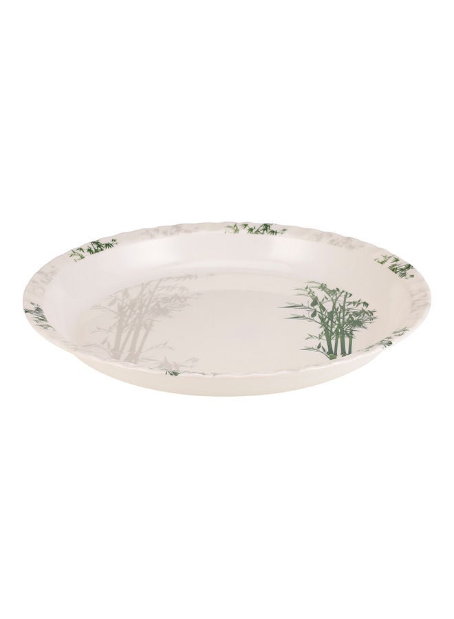 Royalford - Royalford Melamineware Round Tray, 16" Serving Tray, Dishwasher safe RF10416 Elegant Bamboo Design Tray Breakfast Cereal Dessert Serving Tray WHITE 16inch - Image 1
