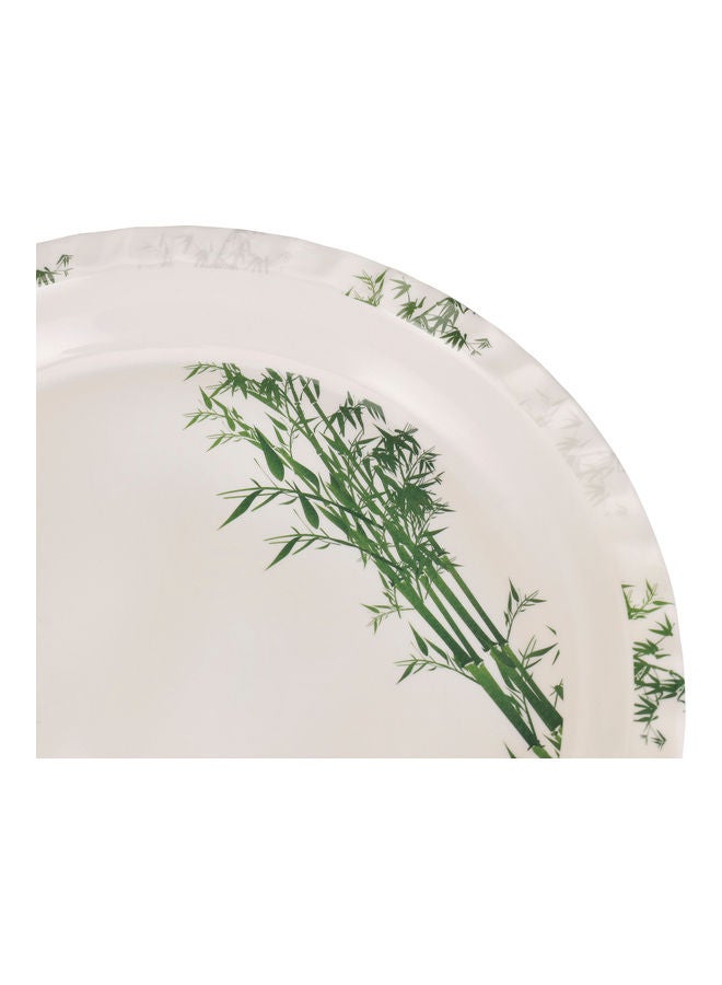 Royalford - Royalford Melamineware Round Tray, 16" Serving Tray, Dishwasher safe RF10416 Elegant Bamboo Design Tray Breakfast Cereal Dessert Serving Tray WHITE 16inch - Image 1