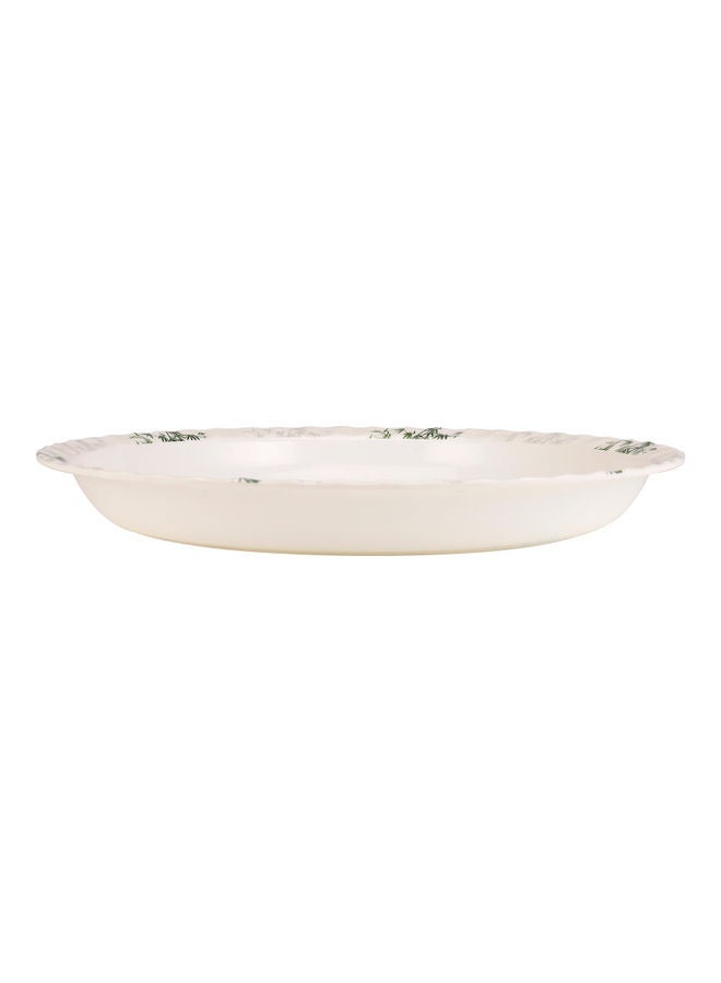 Royalford - Royalford Melamineware Round Tray, 16" Serving Tray, Dishwasher safe RF10416 Elegant Bamboo Design Tray Breakfast Cereal Dessert Serving Tray WHITE 16inch - Image 1