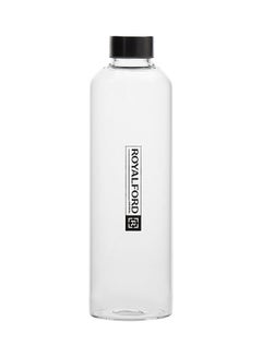 Royalford 1000 Ml Borosilicate Glass Water Bottle, Leak-Proof Sleek N' Stylish, 100% Food Grade With Steel Cap, Multi Color,聽 8.5 X 8.5 X 29 Cm CLEAR  - Image 1