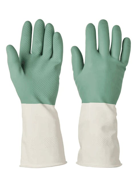 Royalford Cleaning Gloves, Natural Latex Comfortable Gloves, RF10491 2pcs Reusable Convenient Grip Gloves Non-Slip Surface & Long Sleeves MULTICOLOR