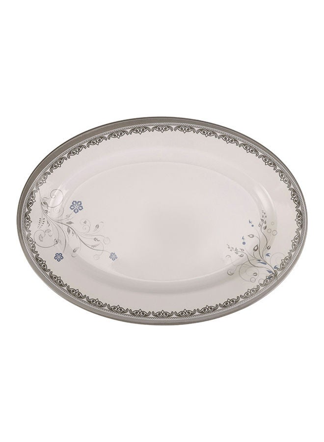 Royalford Royalford Melamineware Oval Rice Plate 14" Dinner Plate RF10606 Plate with Elegant Floral Design Ideal for Dinner, Lunch, Breakfast, Parties & More WHITE 14inch  - Image 2