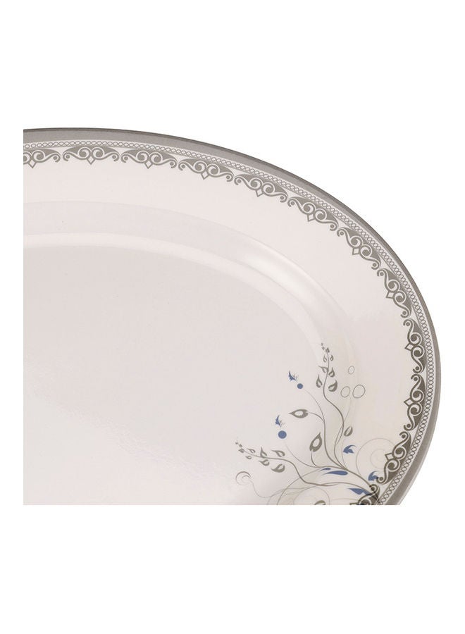 Royalford Royalford Melamineware Oval Rice Plate 14" Dinner Plate RF10606 Plate with Elegant Floral Design Ideal for Dinner, Lunch, Breakfast, Parties & More WHITE 14inch  - Image 3