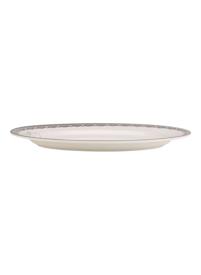 Royalford Royalford Melamineware Oval Rice Plate 14" Dinner Plate RF10606 Plate with Elegant Floral Design Ideal for Dinner, Lunch, Breakfast, Parties & More WHITE 14inch  - Image 4