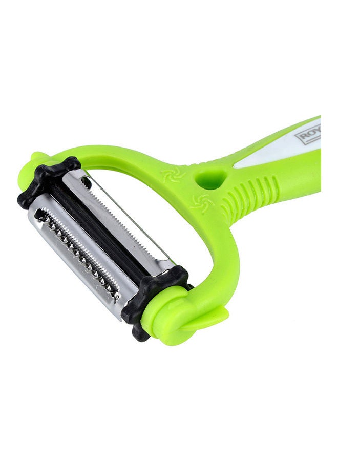 Royalford - Royalford 3-in-1 Peeler RF10734 Straight, Zig-Zag, Shredded Premium 3 Stainless Steel Rotary Blades Peeler Perfect for Cabbage, Zucchini, Carrot, Apple GREEN - Image 1