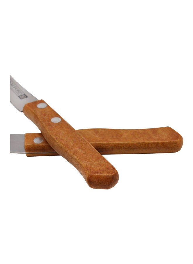 Royalford - Royalford 2pcs Fruit Knife Set, Stainless Steel Blade, Wooden handle RF10772 Ergonomic Wooden Handle Perfect for Slicing, Garnishing, Mincing BROWN - Image 1
