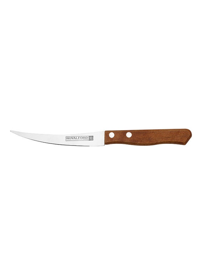 Royalford - Royalford 2pcs Fruit Knife Set, Stainless Steel Blade, Wooden handle RF10772 Ergonomic Wooden Handle Perfect for Slicing, Garnishing, Mincing BROWN - Image 1