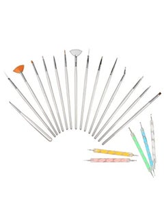Beauenty Secrets 20 Pcs Nail Art Brushes, Nail Art Design Painting and Drawing UV Polish Brush Tool Kit,Dotting Tool, Acrylic Nail Art Design Painting Tool Pen Polish Nail Brush Set Multicolor  - Image 2