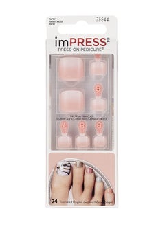 Pack Of 24 Impress Press-On Pedicure False Nails Pink