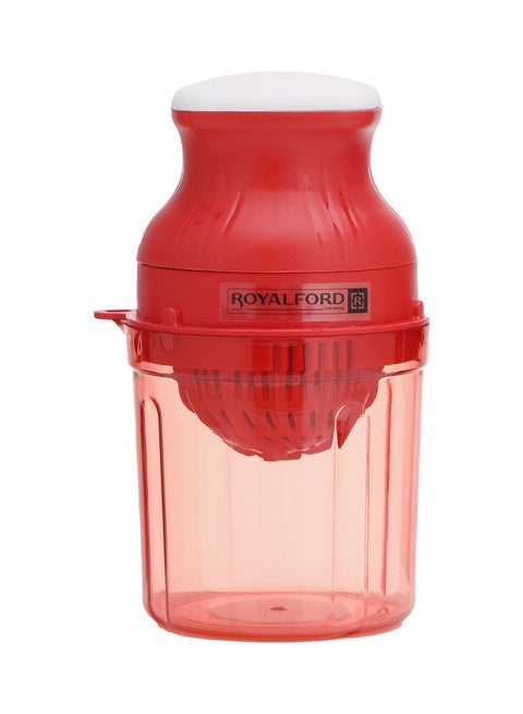 Royalford 2-in-1 Manual Juicer, 650ml PET Container, RF11038 Citrus Juicer, Manual Juicer, Lemon Squeezers, Hand Press Juicer with Strainer & Container Red 650ml