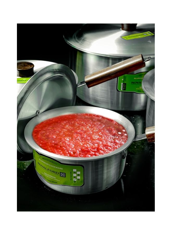 Royalford Royalford 10-Piece Aluminium Saucepan Set- RF11206| Saucepan with Lid| Premium-Quality Aluminium Saucepan with Wooden Handle Aluminium 10-Piece  - Image 4