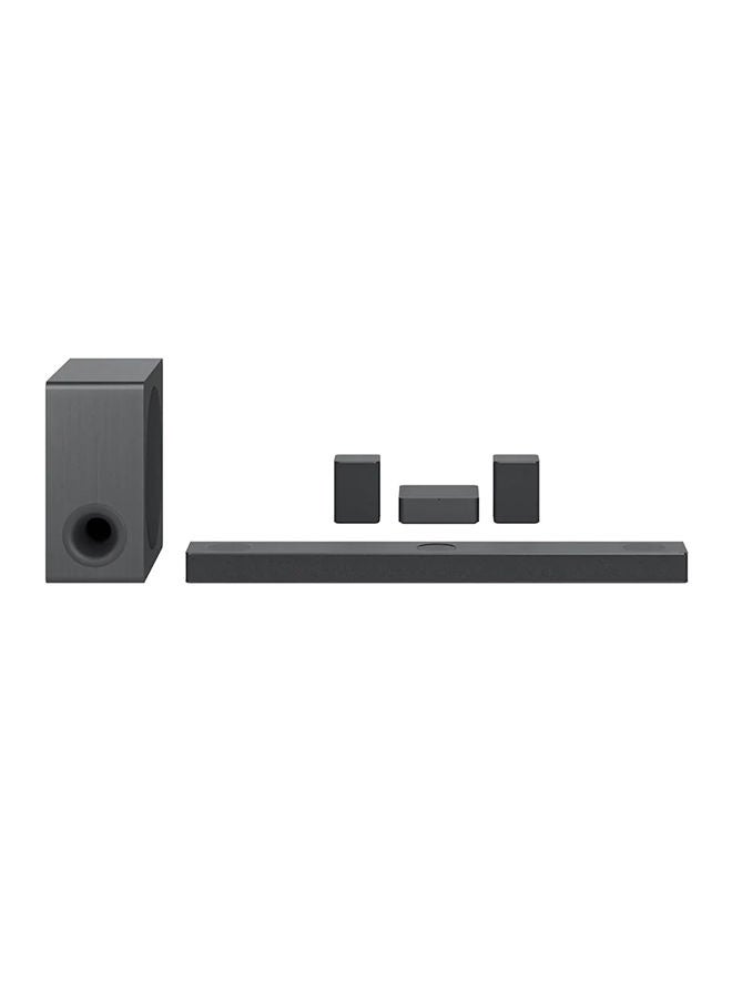 LG 5.1.3 Channel Sound Bar With 4Ch Rear Speakers Center Up-Firing Dolby Atmos Dts X Works With Airplay 2 Spotify Hifi Alexa High-Res Audio Imax Enhanced Synergy Tv Meridian S80QR Black - Image 1