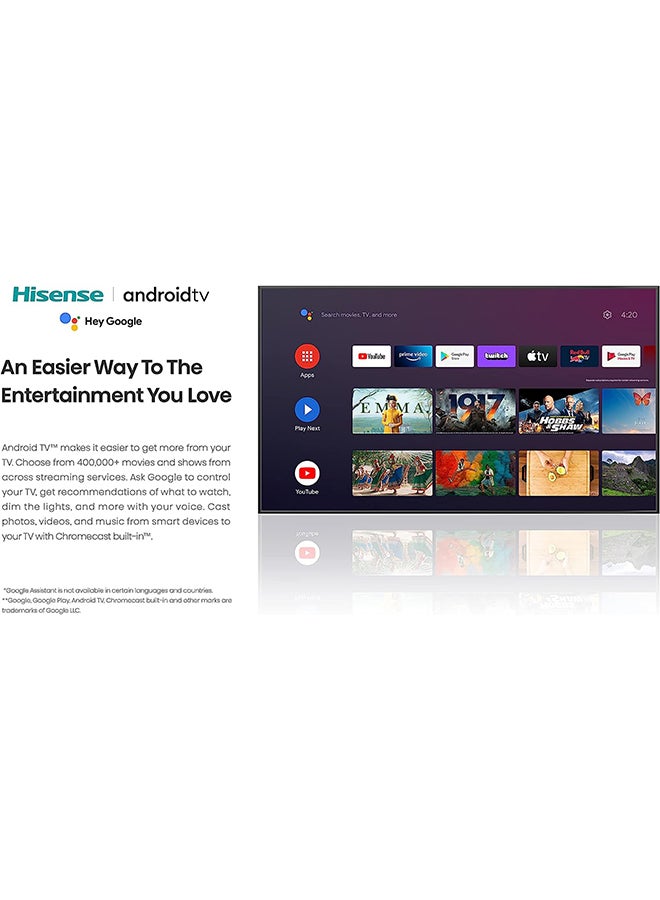 Hisense - A4 Series 32 Inch HD Smart Android TV with DTS Virtual X Game And Sports Modes Chromecast Built-In Alexa Compatibility 32A4H Black - Image 1