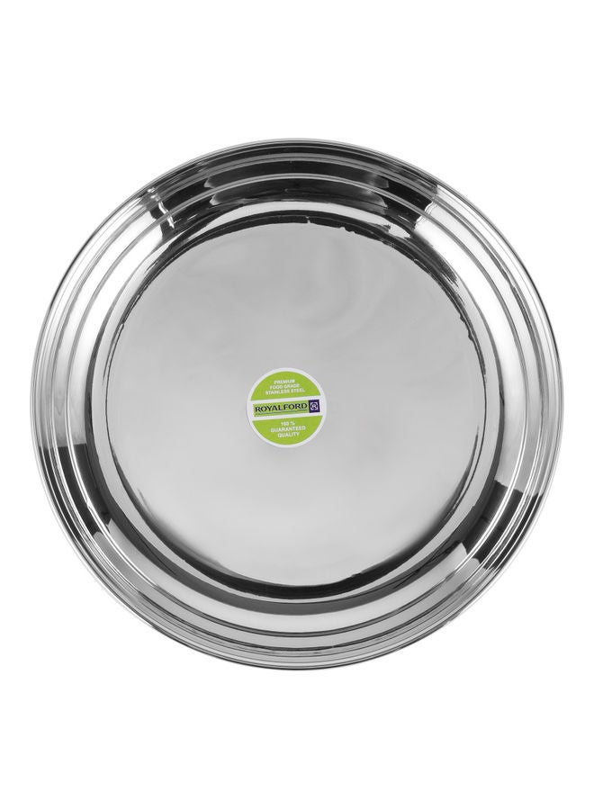 Royalford Stainless Steel Rice Plate Unbreakable Plate Suitable For Rice Roti Snacks 100% Food-Grade Bpa-Free Multi-Purpose Plate Silver 21cm  - Image 4