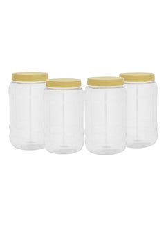 Royalford Royalford Round Airtight PET Jar, RF11226, 2000ml  Set of 4  Transparent Jar for Pulses, Cereals and Spices For Kitchen Organization PET Canister Kitchen Accessories Leak-Proof Lid Assorted Colors  - Image 1
