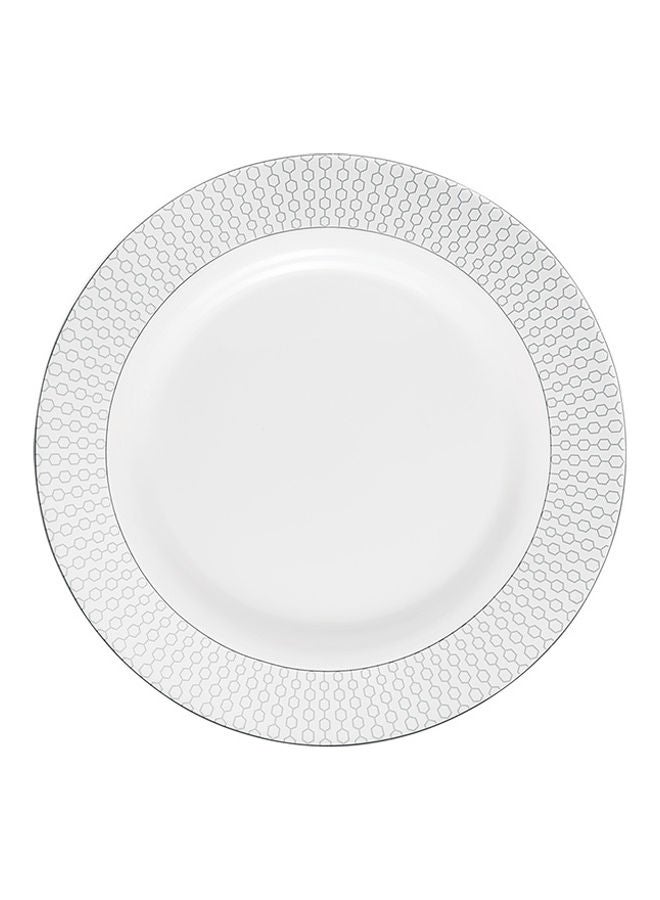 Royalford Royalford Velvett Collection 275mm Stella White Full Plate- RF11752 Premium-Quality Opalware, Light-Weight and Food-Grade Plate with Elegant Hexagonal White - Image 1