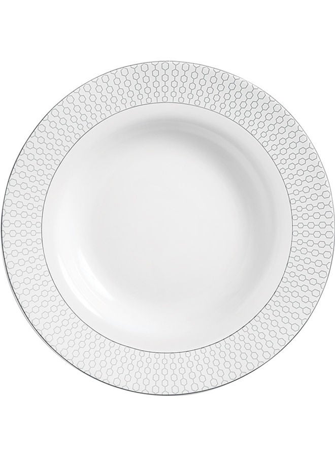 Royalford Velvett Collection 9" Stella White Soup Plate- RF11754 Premium-Quality Opalware, Light-Weight and Food-Grade Plate with Elegant Hexagonal Design White 9inch - v1679634338/N53394541A_1