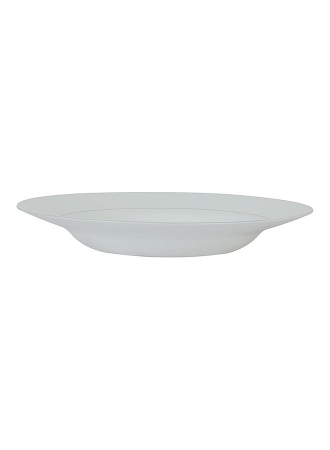 Royalford Royalford Velvett Collection 9" Stella White Soup Plate- RF11754 Premium-Quality Opalware, Light-Weight and Food-Grade Plate with Elegant Hexagonal Design White 9inch - Image 1